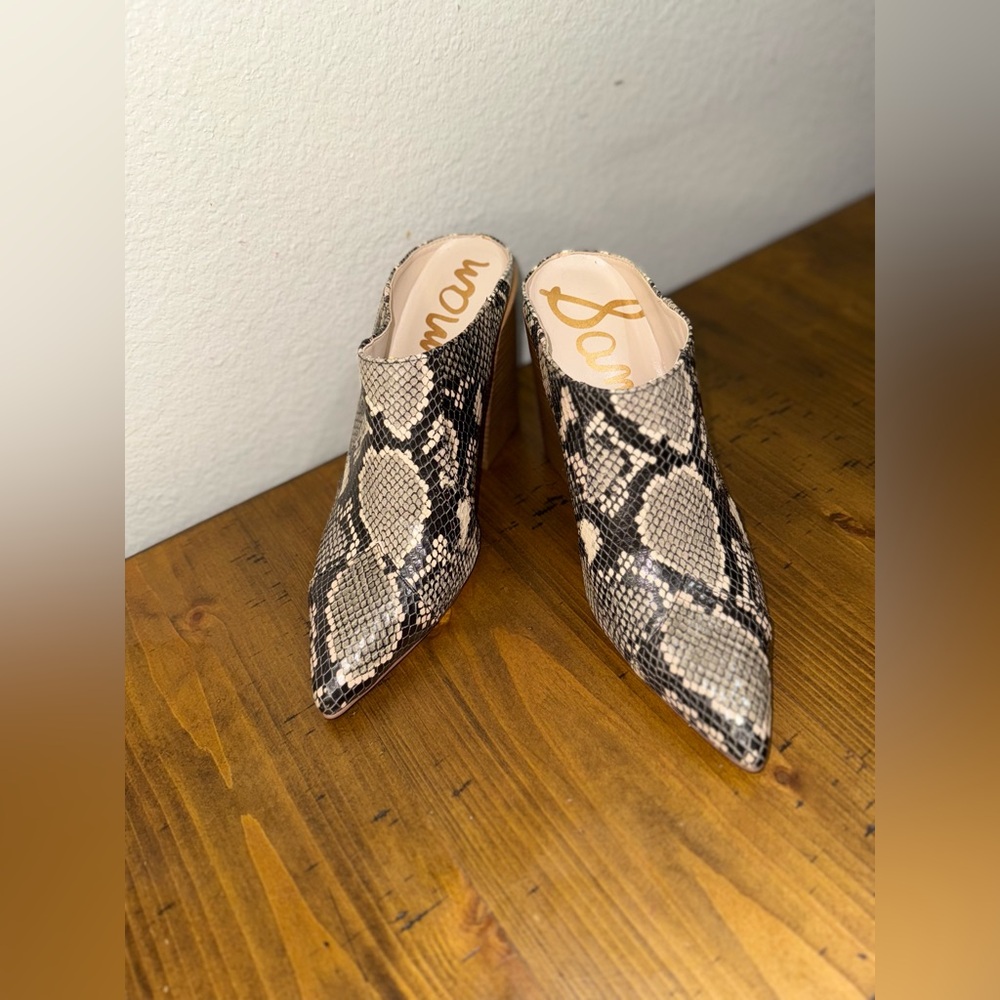 Sam Edelman Snake Print Pointed Toe Mule Heel Western Chic Y2K 7.5 - Picture 6 of 10